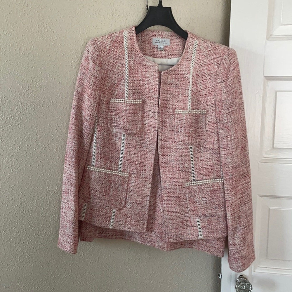 Tahari Pink Twead Suit